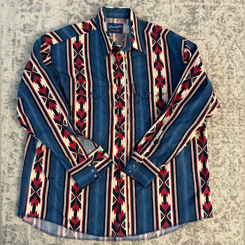 Wrangler Vintage-Inspired Brushpopper Western Snap Workshirt Size XXL